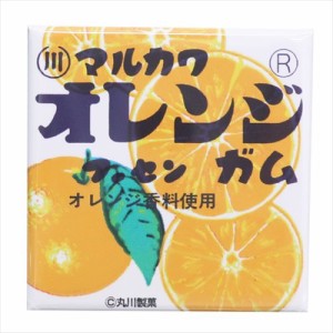 昭和レトロ駄菓子 缶バッジ 40mm四角カンバッジ オレンジフーセンガム おもしろ雑貨 グッズ メール便可
