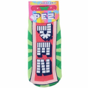 PEZ 女性用靴下 レディースソックス ビッグロゴ グリーン お菓子パッケージ かわいい グッズ メール便可