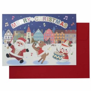CHRISTMAS グリーティングカード クリスマスカード 立体 ポップアップカード サンタクロース 音楽隊 Xmasカード グッズ メール便可