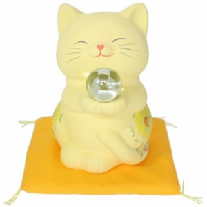 貯金箱 風水ハッピーキャット 大 お花柄 イエロー ねこ 猫 ネコ グッズ