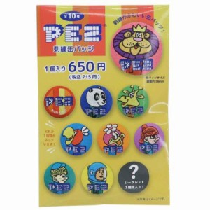 PEZ 缶バッジ 刺繍カンバッジ全10種 お菓子パッケージ キャラクター グッズ メール便可