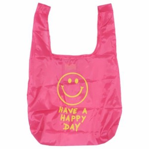 スマイリーフェイス エコバッグ ECO BAG 折りたたみショッピングバッグ SMILE YELLOW PINK Smiley Face キャラクター グッズ メール便可