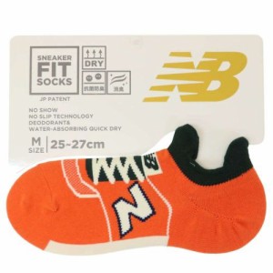 ニューバランス 男性用靴下 メンズスニーカーソックス M オレンジ new balance シン NB エヌビー スポーツブランド グッズ メール便可