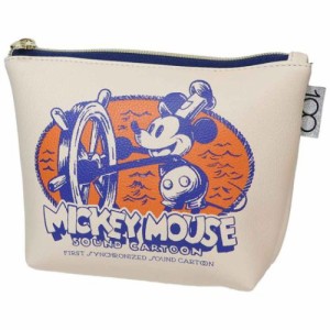 ミッキーマウス コスメポーチ 船形ライチ合皮ポーチ D100 蒸気船ウィリー ディズニー キャラクター グッズ