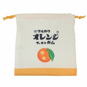 マルカワフーセンガム 巾着袋 フラット巾着 きんちゃくポーチ お菓子シリーズ レトロ オレンジ おもしろ雑貨 グッズ メール便可