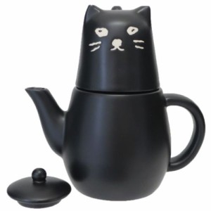 ティーセット アニマル黒ねこのティーフォーワン 茶こし付 ティーポット＆ティーカップセット ねこ おもしろ雑貨 食器 グッズ