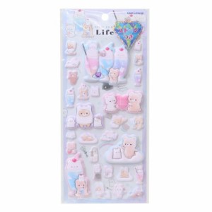 シールシート スーパーもっちりシール PETIT KUMA LIFE 立体シール ぷっくりシール かわいい グッズ メール便可