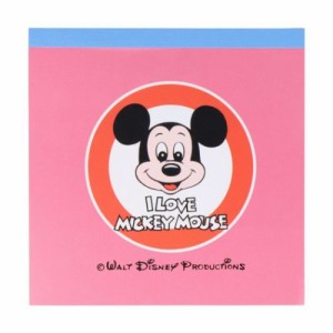 ミッキーマウス メモ帳 スクエアメモ レトロアートコレクション ピンク ディズニー キャラクター グッズ メール便可