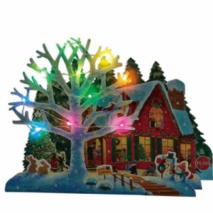 CHRISTMAS グリーティングカード メロディ JXPM12-3 クリスマスカード 立体 白い木の奥に家 ポップアップ グッズ メール便可