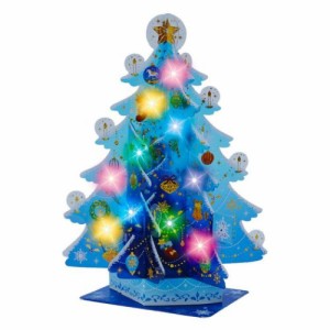 CHRISTMAS グリーティングカード メロディ JXPM20-3 クリスマスカード 立体 透明青ツリー ポップアップ グッズ メール便可