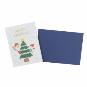 CHRISTMAS ミニグリーティングカード クリスマスイラストミニカード サンタクロースとツリー Xmasカード グッズ メール便可