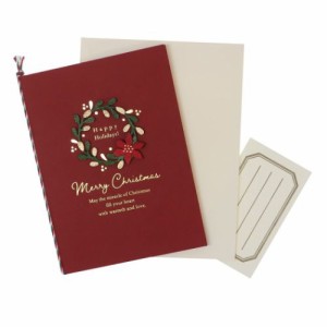 Handmade card クリスマスカード ウッドパーツカード リース Xmas グッズ メール便可