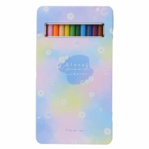 色鉛筆 缶ケース入り12色いろえんぴつ FLORAL MOOD 新入学 かわいい グッズ メール便可