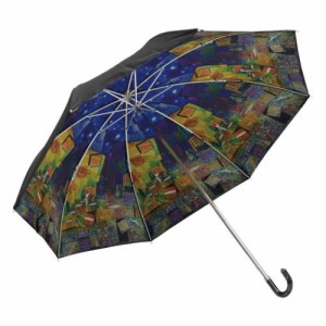 ゴッホ 折り畳み傘 名画モザイクアートシリーズ 折りたたみ傘 夜のカフェテラス 晴雨兼用 日傘 グッズ 取寄品