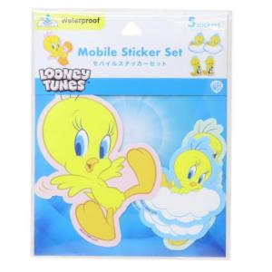 ルーニーテューンズ ダイカットシール モバイルステッカー 5枚セット トゥイーティーA LOONEY TUNES キャラクター グッズ メール便可