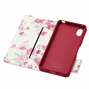 エレコム PM-X223PLFUJPND レザーケース/手帳型/UltraSlim/Flowers/磁石付き/ディープピンク〔Xperia Ace III用〕