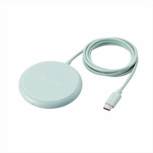 エレコム W-QA25GN Qi規格対応ワイヤレス充電器/5W/卓上/ケーブル一体/1m/グリーン