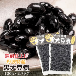 丹波特産 黒大豆煮 120g x 2個　国産黒豆 100% 鉄鍋仕上げ 甘さひかえめ 送料無料 [TKI] 黒豆煮 煮豆 真空 メール便