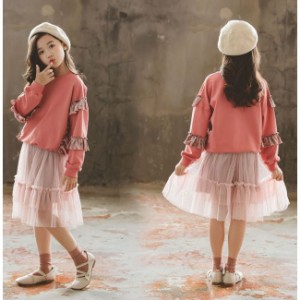 子供服 ワンピース 2点セット 韓国子供服 女の子 長袖 ワンピース キッズ 可愛い 春秋ワンピース 発表会//卒園式/入学式秋冬新作