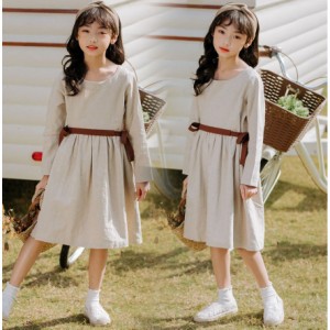 子供服 ワンピース キッズ 長袖 子供ドレス dress 女の子 春秋 シャツワンピース 膝丈 チェック 韓国子供服 ジュニア カジュアル おしゃ