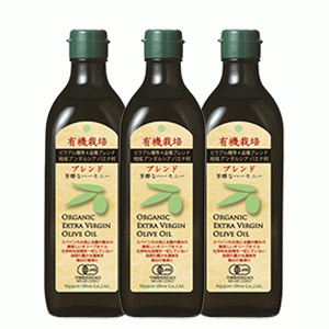 日本オリーブ エキストラバージンオリーブオイル 送料 無料  オーガニック スペイン   有機栽培 ブレンド 450g (３本組) オリーブマノン