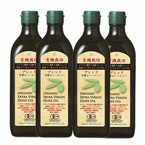 オリーブオイル エキストラバージンオリーブオイル  送料 無料 日本オリーブ スペイン 有機栽培 ブレンド 450g (4本組) オリーブマノン