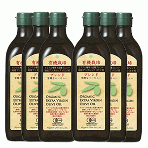 オリーブオイル エキストラバージンオリーブオイル 日本オリーブ 送料 無料 スペイン 有機栽培 ブレンド 450g (6本組) オリーブマノン