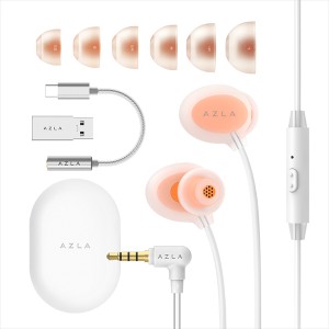 AZLA　ASE-500 ASMR USB-C Orange 寝ホン 寝ながら シリコン 柔らかい マイク 付き 通話 アズラ イヤホン 有線 (AZL-ASE500-ASMR-UC-ORA)