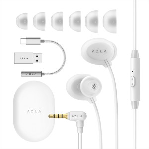 (在庫限り) AZLA　ASE-500 ASMR USB-C Silver 寝ホン 寝ながら シリコン 柔らかい マイク 付き 通話 アズラ イヤホン 有線 (AZL-ASE500-A