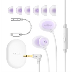 (在庫限り) AZLA　ASE-500 ASMR Lightning Lavender 寝ホン 寝ながら シリコン 柔らかい マイク 付き 通話 アズラ イヤホン 有線 (AZL-AS