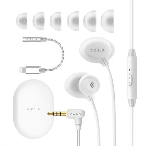 AZLA　ASE-500 ASMR Lightning Silver 寝ホン 寝ながら シリコン 柔らかい マイク 付き 通話 アズラ イヤホン 有線 (AZL-ASE500-ASMR-LT-