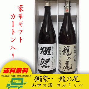 獺祭 純米大吟醸 三割九分 & 龍の尾 特別純米 1800ml 2本セット ギフトBOX入り 送料無料 父の日 お中元 プレゼント 御祝 内祝 誕生日