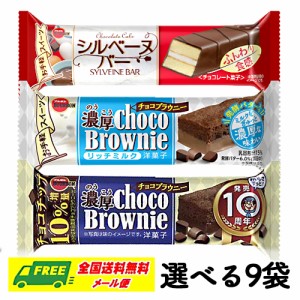 ブルボン お手軽スイーツバー 濃厚チョコブラウニー シルベーヌ チーズケーキ 選べる9本セット お菓子 ケーキ メール便