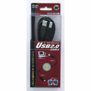 朝日電器（ELPA）　USB2.0ケーブル Aタイプ-Bタイプ 3m　【品番：DU-102】