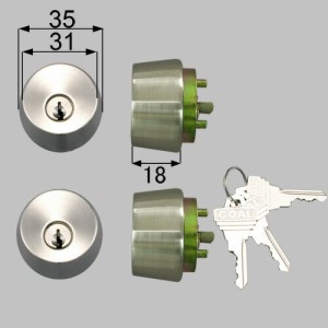 LIXIL（トステム）　勝手口ドア錠セット（GOAL ピンシリンダー）丸型　シルバー　【品番：DEBZ0021】
