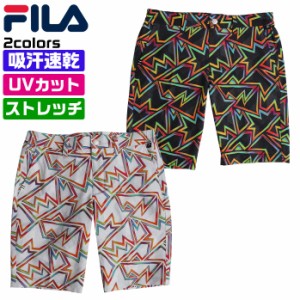 フィラ ゴルフウェア ショートパンツ ハーフパンツ 夏 UVカット 吸汗速乾 ストレッチ 総柄 メンズ FILA