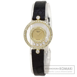 ショパール Chopard 20/3957  ハッピーダイヤモンド  腕時計 K18イエローゴールド 革 中古