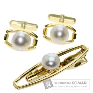 ミキモト MIKIMOTO  アコヤパール 真珠 カフスセット  タイピン K18イエローゴールド メンズ  中古