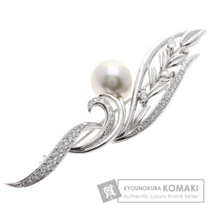 ミキモト MIKIMOTO  南洋パール ダイヤモンド 真珠  ブローチ K18ホワイトゴールド 中古