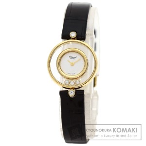 ショパール Chopard 20/4802  ハッピーダイヤモンド  腕時計 K18イエローゴールド 革   中古