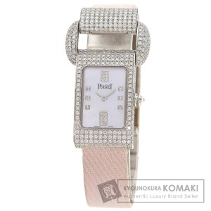 ピアジェ PIAGET P10038  ミスプロトコール  腕時計 K18ホワイトゴールド 革xサテン   中古