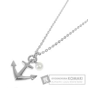 ミキモト MIKIMOTO  イカリモチーフ アンカー パール 真珠  ネックレス シルバー レディース  中古