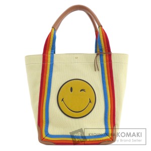 アニヤ・ハインドマーチ Anya Hindmarch  スマイルモチーフ  トートバッグ キャンバス 中古