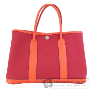 エルメス HERMES  ガーデンパーティTPM レッド オレンジ シルバー金具  ハンドバッグ 中古