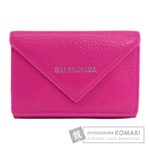 バレンシアガ BALENCIAGA  ロゴ コンパクト 三つ折り財布  二つ折り財布（小銭入れあり） 中古