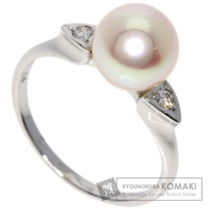 ミキモト MIKIMOTO  アコヤパール 真珠 ダイヤモンド  リング・指輪 K14ホワイトゴールド 中古