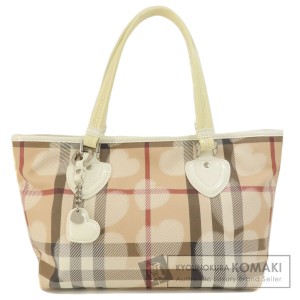 バーバリー BURBERRY  ノバチェック ハートモチーフ  トートバッグ PVC レディース  中古