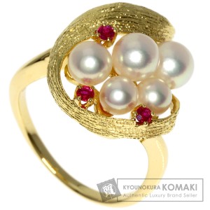 ミキモト MIKIMOTO  パール 真珠 ルビー  リング・指輪 K18イエローゴールド レディース  中古