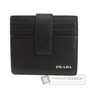 プラダ PRADA  ロゴ サフィアーノ  二つ折り財布（小銭入れなし） レザー レディース  中古