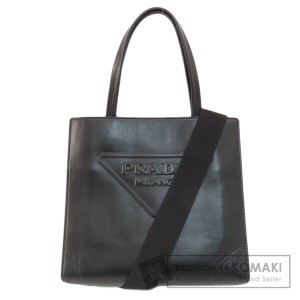 プラダ PRADA 1BG382  エンボス トライアングル 2WAY  ハンドバッグ レザー レディース  中古